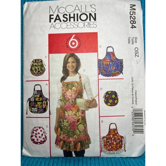 McCalls 5284 pattern full or half apron ruffle hem size one size - Picture 1 of 6